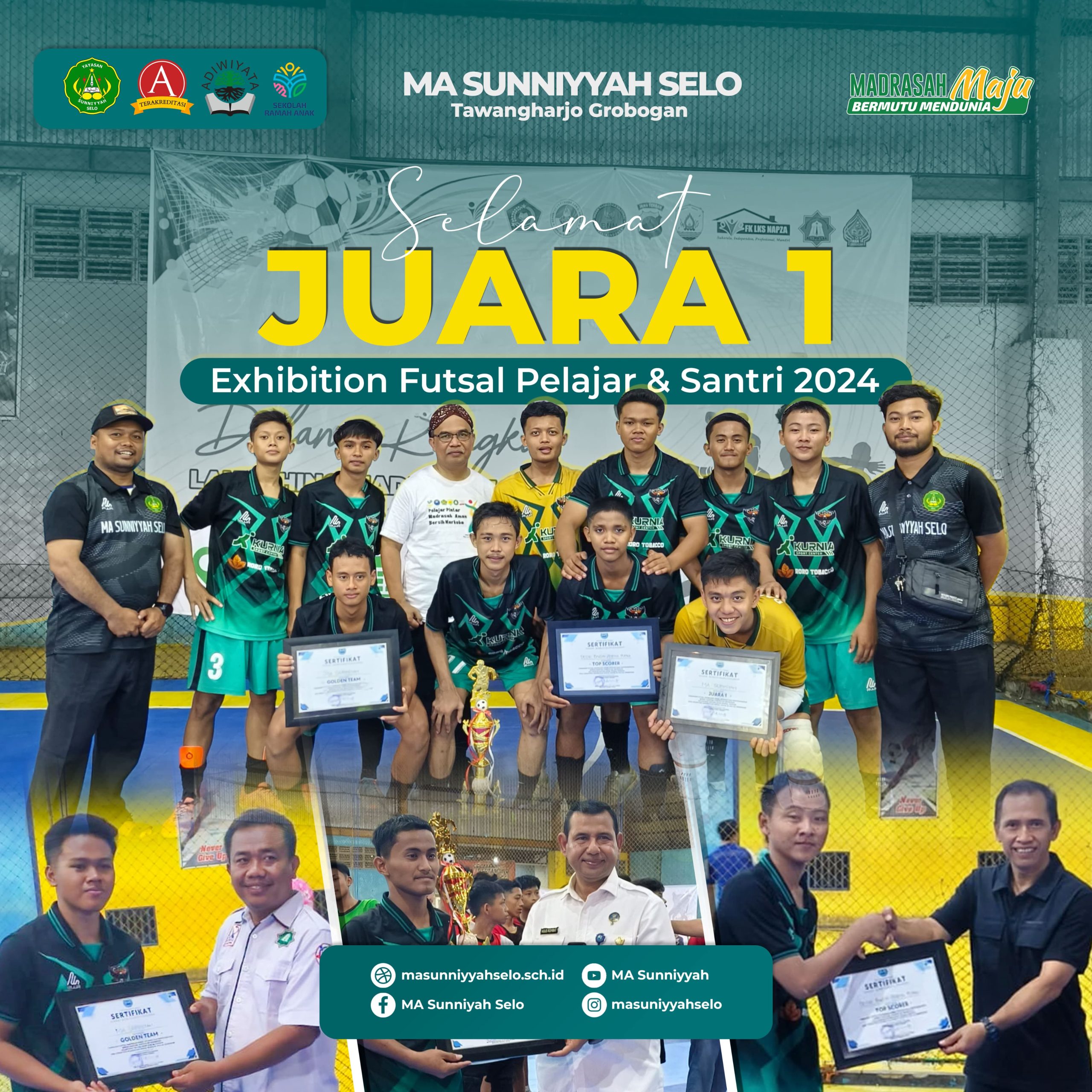 Tim Futsal MA Sunniyyah Selo Raih Gelar Juara 1 di Exhibition Futsal Pelajar & Santri 2024