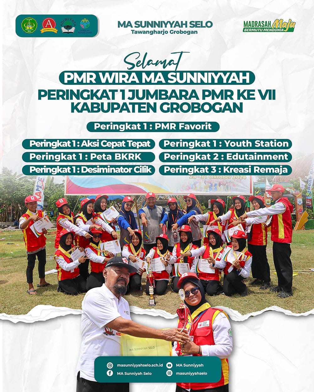 PMR Unit MA Sunniyyah Selo Raih Peringkat 1 di JUMBARA PMR VII Kabupaten Grobogan 2024