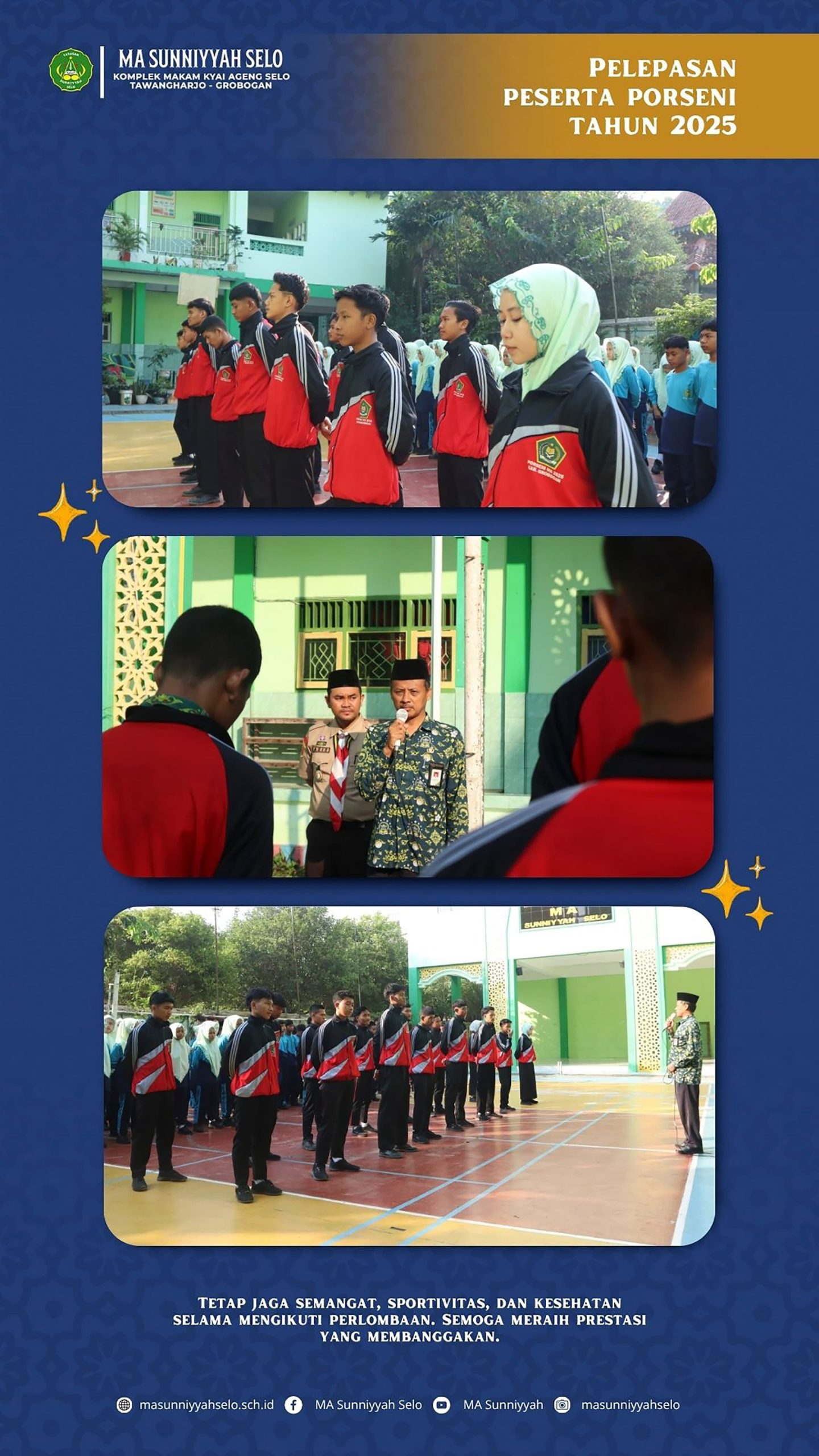 Kepala Madrasah Lepas Kontingen PORSENI Provinsi dari MA Sunniyyah