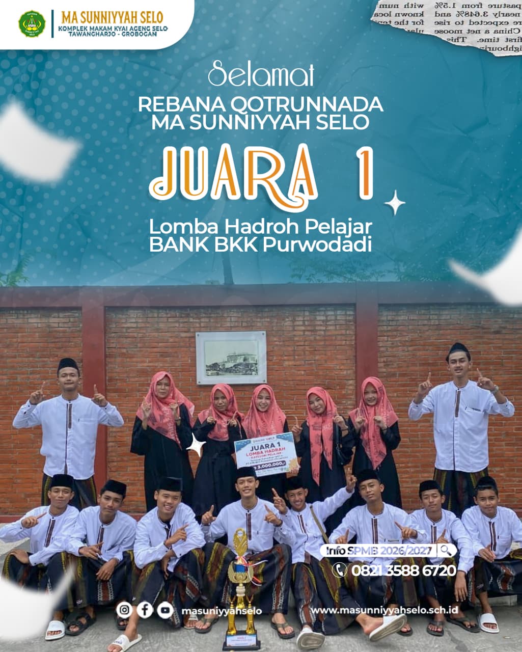 Rebana Qotrunnada MA Sunniyyah Selo Raih Juara 1 Lomba Hadroh Pelajar