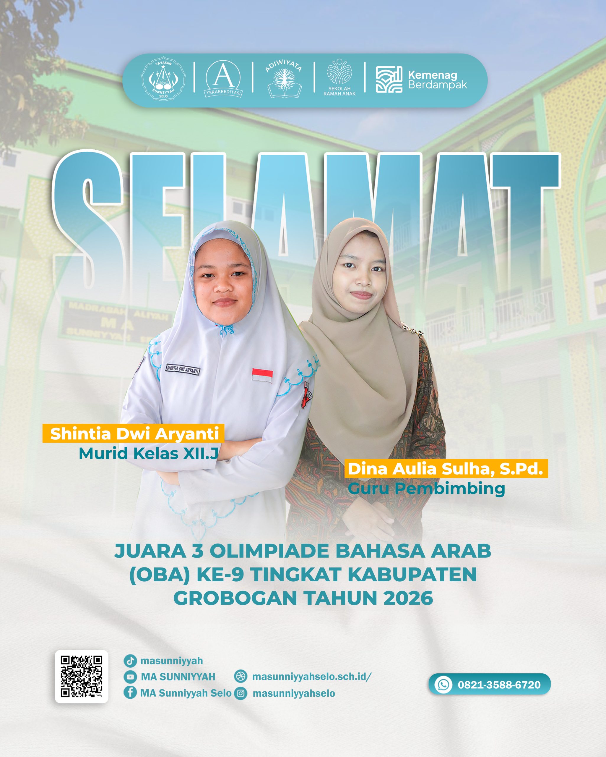 Siswi MA Sunniyyah Raih Juara III Olimpiade Bahasa Arab Tingkat Kabupaten Grobogan 2026