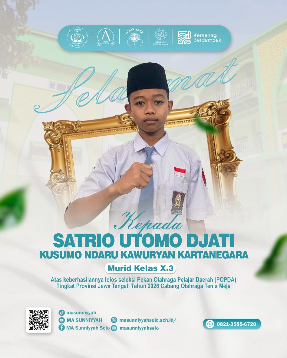 Siswa MA Sunniyyah Lolos Seleksi POPDA Tingkat Provinsi Jawa Tengah 2026 Cabang Olahraga Tenis Meja